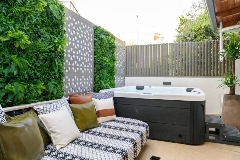 Sentio Thassos Suites exterior with garden and jacuzzi